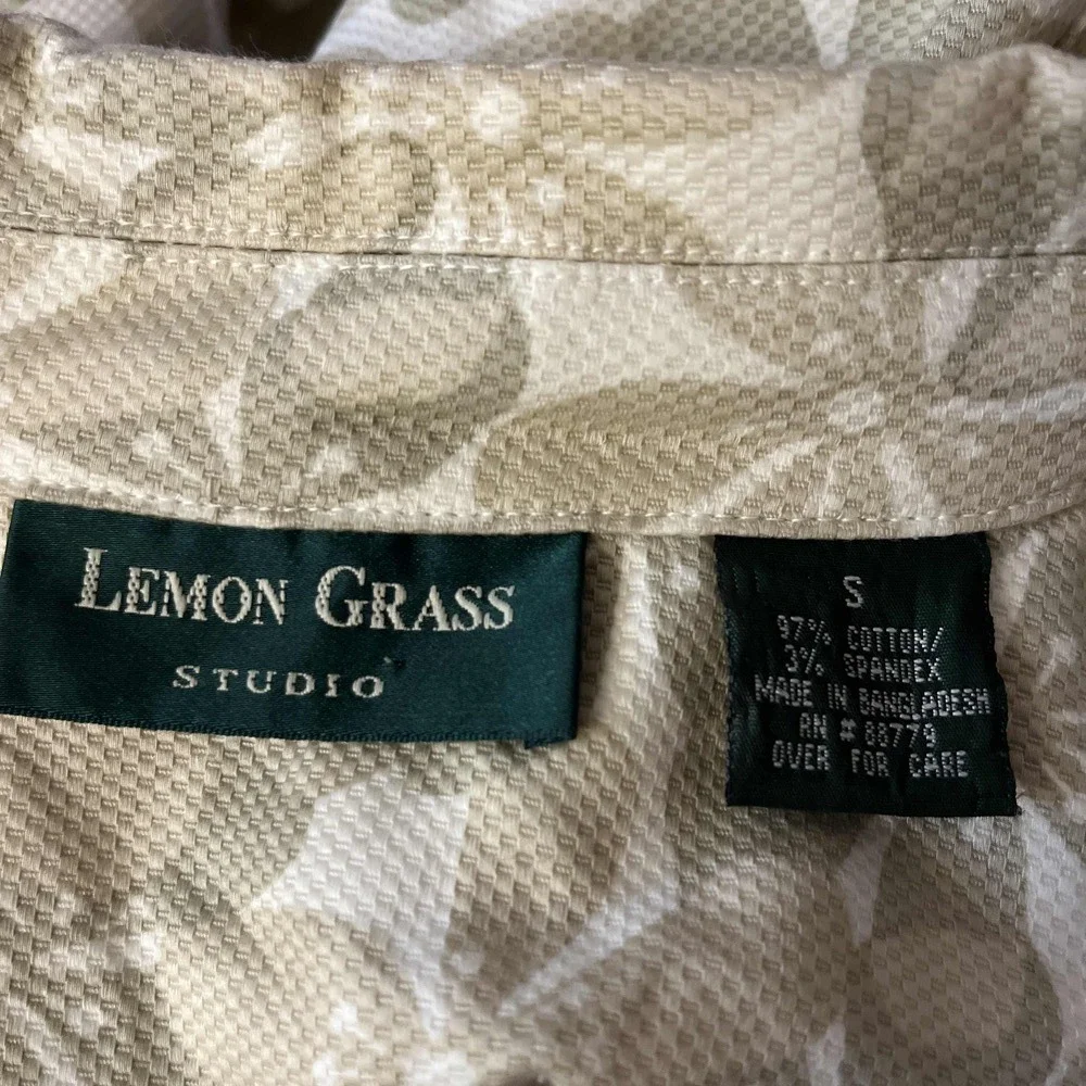 Lemon Grass Studio Tan Green Button Down Jacket Small‎